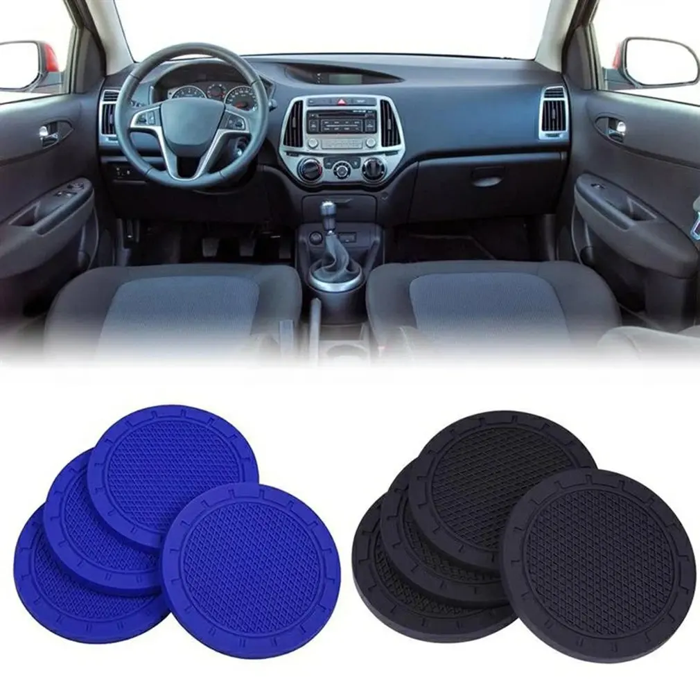 

Car Cup Holder Coaster PVC Car Coaster 4 Pack Universal Auto Anti Slip Cup Holder Insert Coaster Car Interior Accessories-Deep