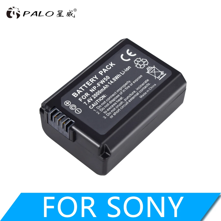 PALO 7,4 V 2000 мА/ч, NP-FW50 NP FW50 NPFW50 батарея Замена для sony Alpha 7 A7 7R a7R фотоаппаратов моментальной печати 7 s a7S a3000 a5000 a6000 NEX-5N 5C A55