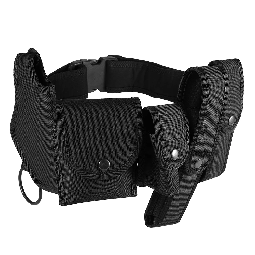 Black 6pcs kit Lixada Открытый тактический ремень для обеспечения безопасности, модульный военный ремень с сумками, кобура, тактический ремень - Цвет: Black 6pcs kit