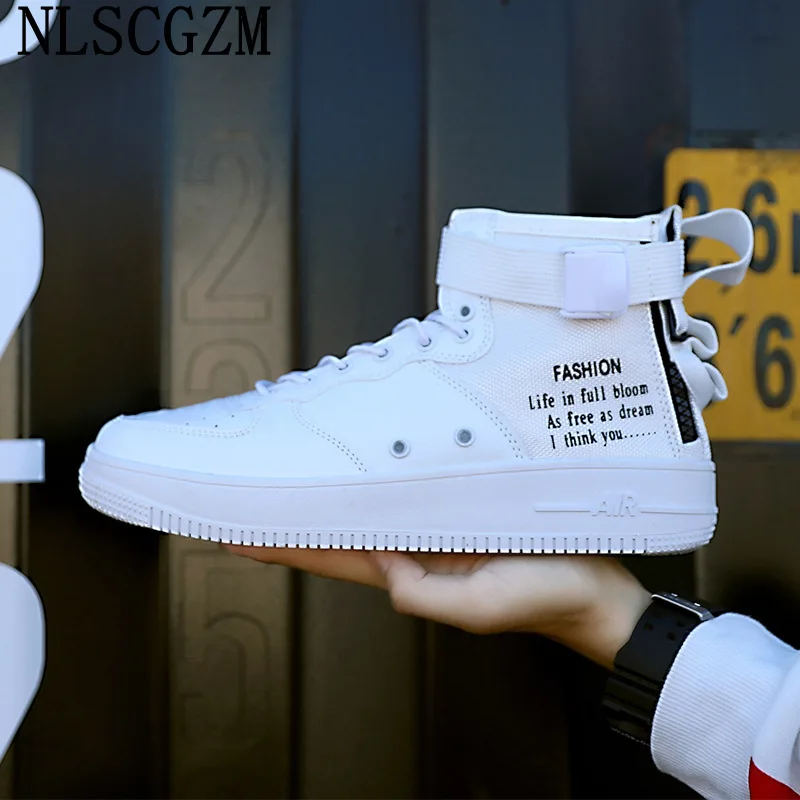 

Мужские высокие кроссовки, кожаные высокие кеды в стиле хип-хоп, дизайнерская обувь, белые