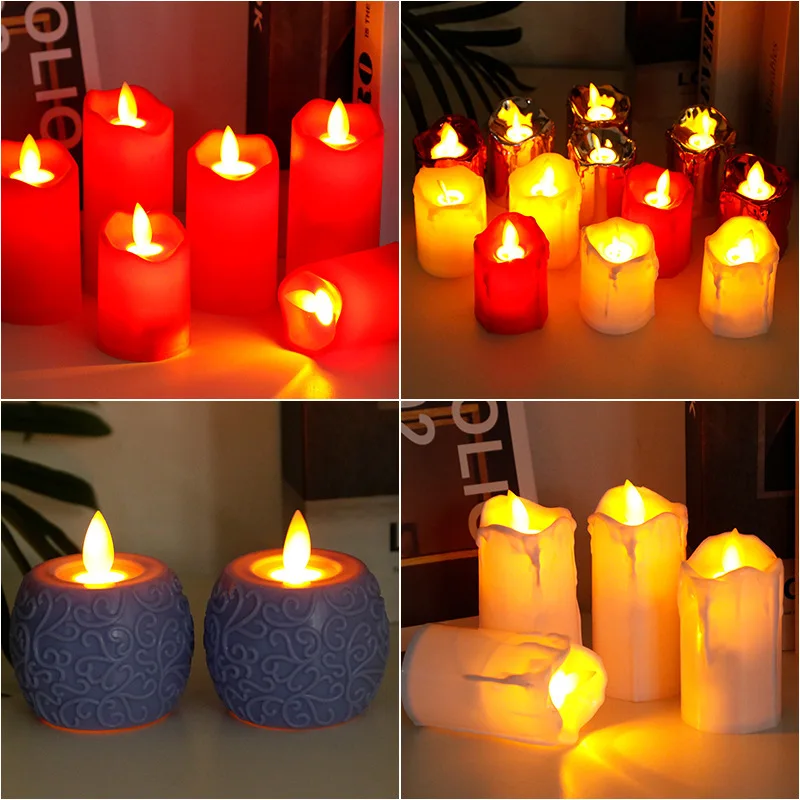 

Creative LED Candle Gold Flameless Candles Tea Light Home Birthday Decoration Battery Operated Led Light Drop Shipping