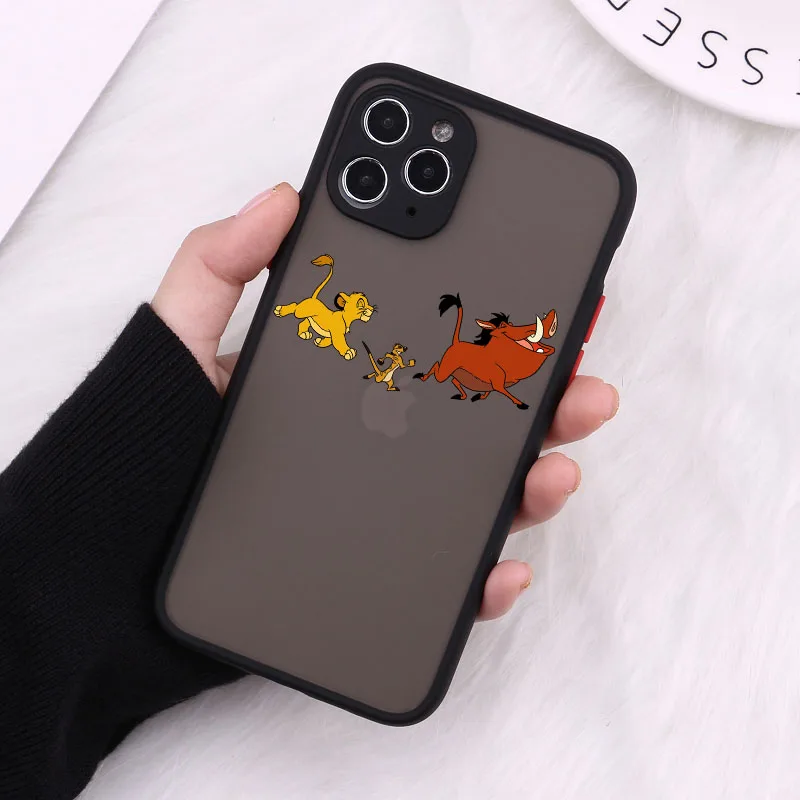 

Cartoon Hakuna Matata Lion King Phone Case for iPhone 12 Mini 11 Pro X XS Max XR 8 7 6 6s Plus Hard Matte Back Cover Black