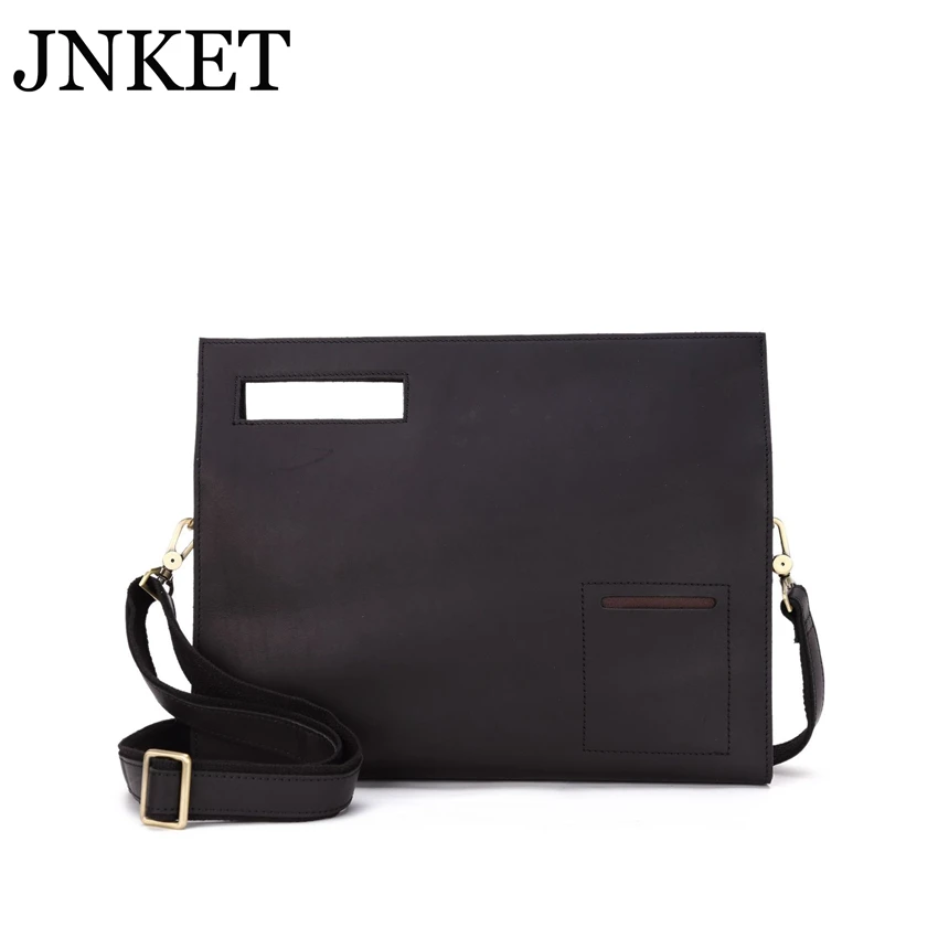 JNKET New Retro Men's Cowhide Clutch Handbag Fashion Dermis Sling Bag Shoulder Bags Large Capacity Crossbody Bag