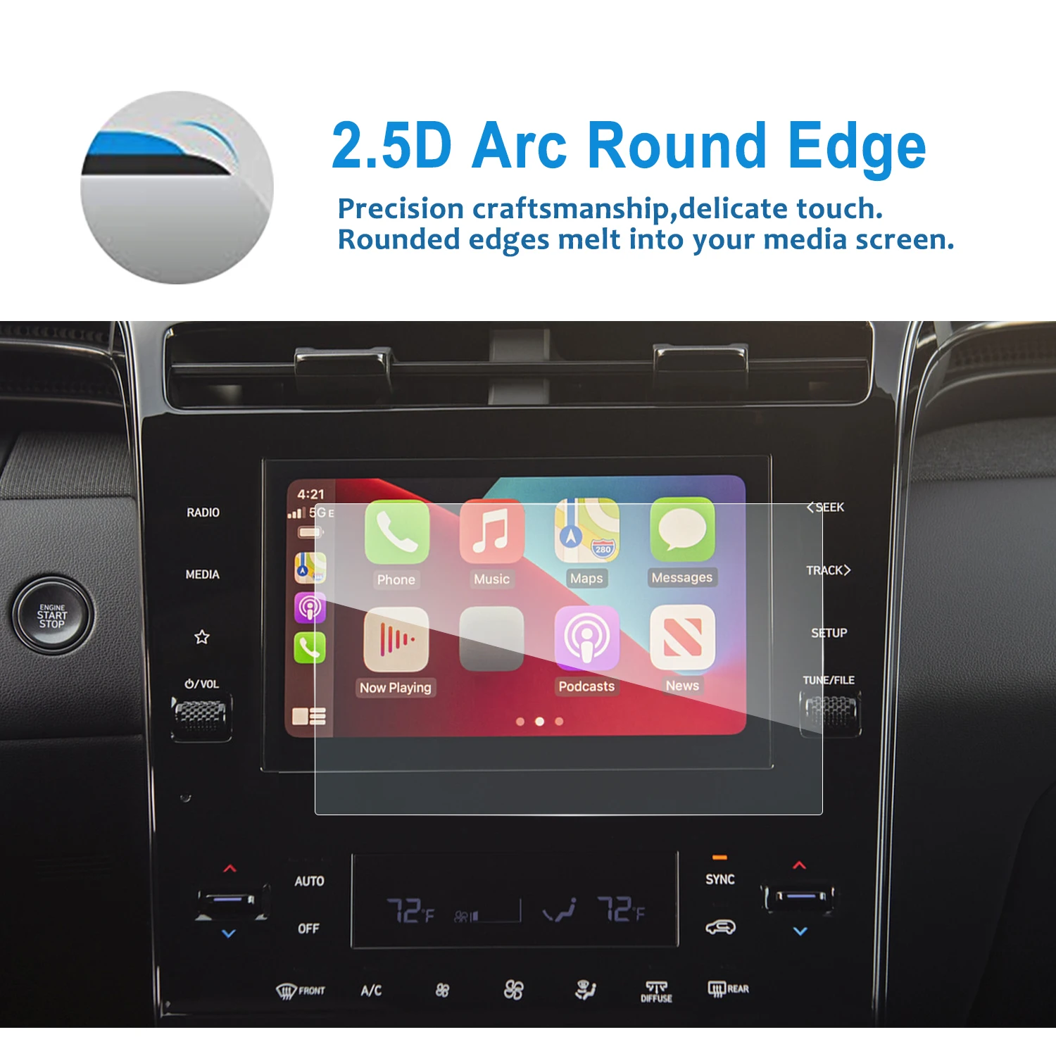 lfotpp car screen protector for tucson nx4 2021 8 inch gps navigation touch center display auto interior accessories 191115mm free global shipping