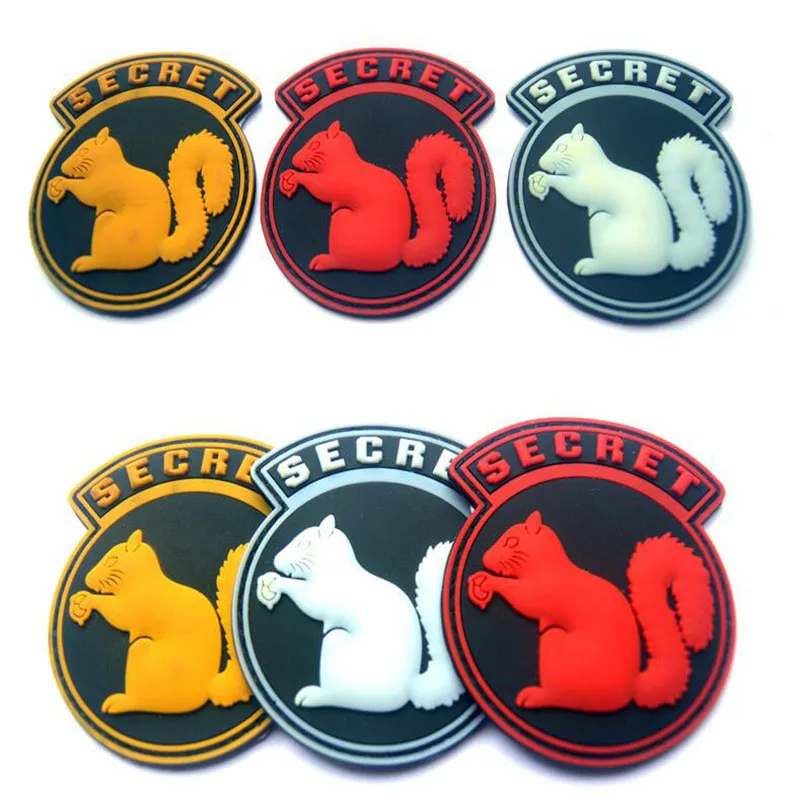 

New 3D Uniform Black Logo Top Secret Squirrel Pvc Rubber Badge Tactical Backpack Jacket Armband Military Badges