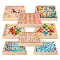 kids adults wood chess desktop games snake board five in a row puzzle toys flying chess backgammon for children gift