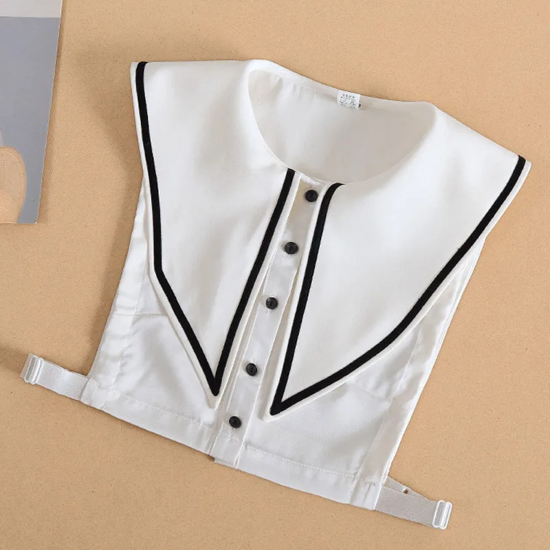 

Big Lapel Vintage White Fake Collar Women Detachable Collar False Collar Woman Female Removable Dickie Half Shirt Women Faux Col
