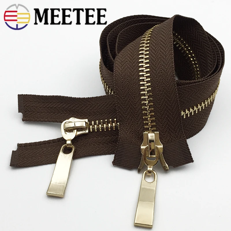 1 шт. Meetee 80/100/120 см автоматический металлический замок молния золотой двойной слайдер застежки-молнии для куртки пальто DIY сумка Аксессуары для шитья одежды
