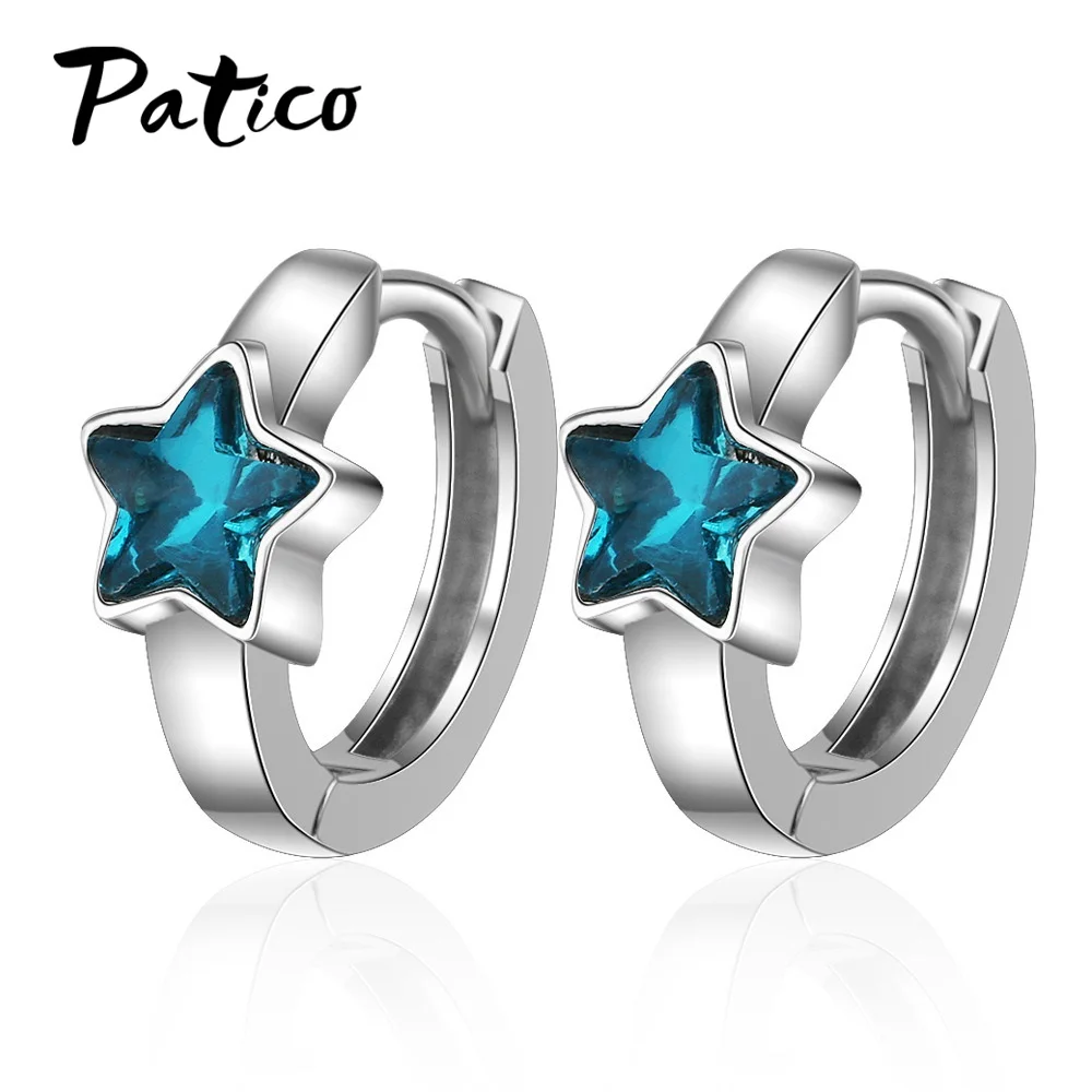 Роскошные брендовые серьги-кольца из стерлингового серебра 925 пробы с голубым