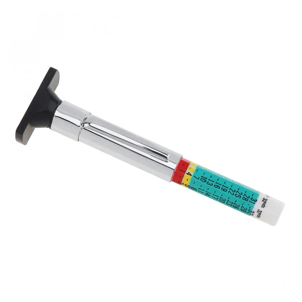 

1- 25mm Stainless Steel + PVC Portable Universal Two-colors Tire Tread Depth Ruler Measurement Tool