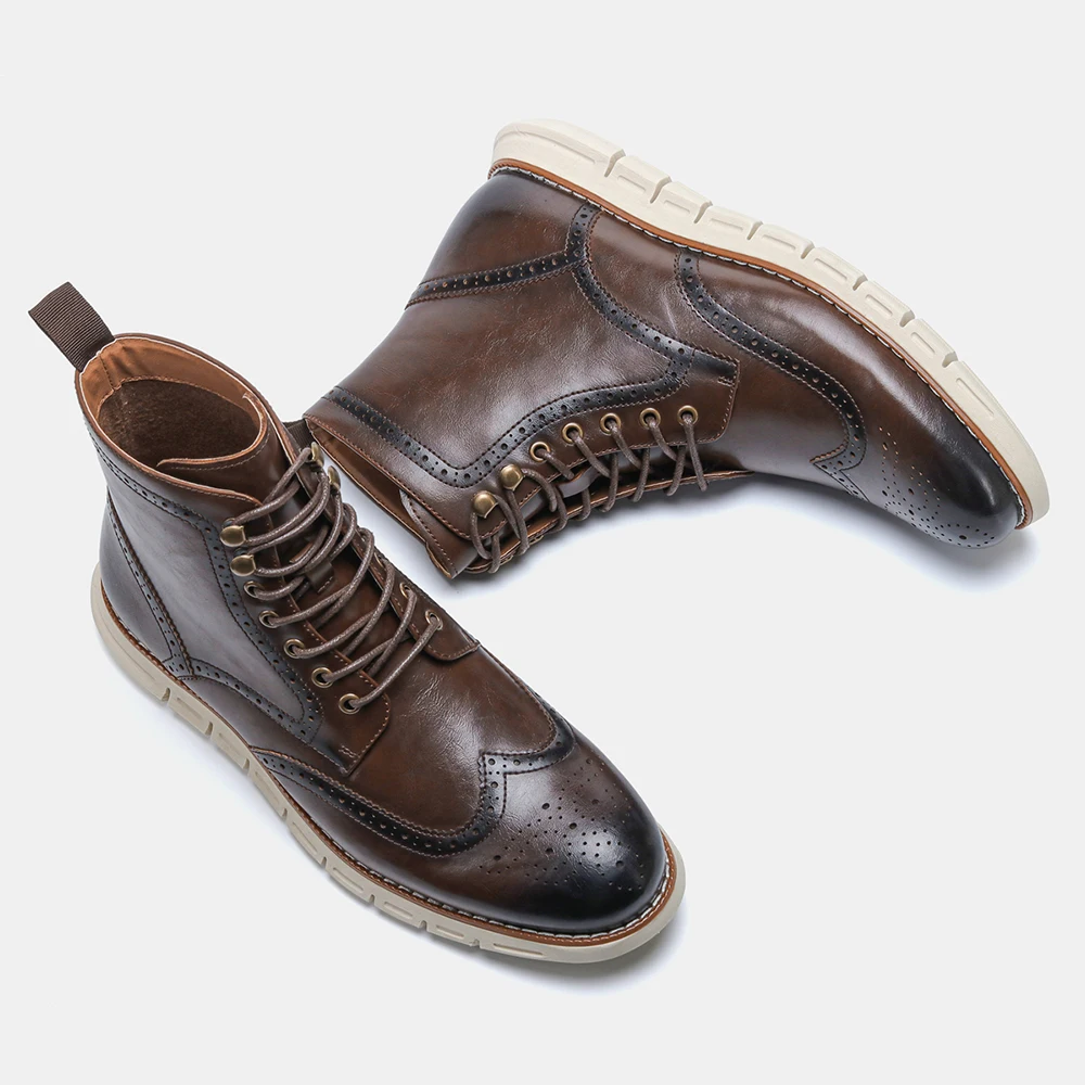 

7~13 Boots Men Brand 2021 fashion Comfortable Brogue Ankle Boots #AL511
