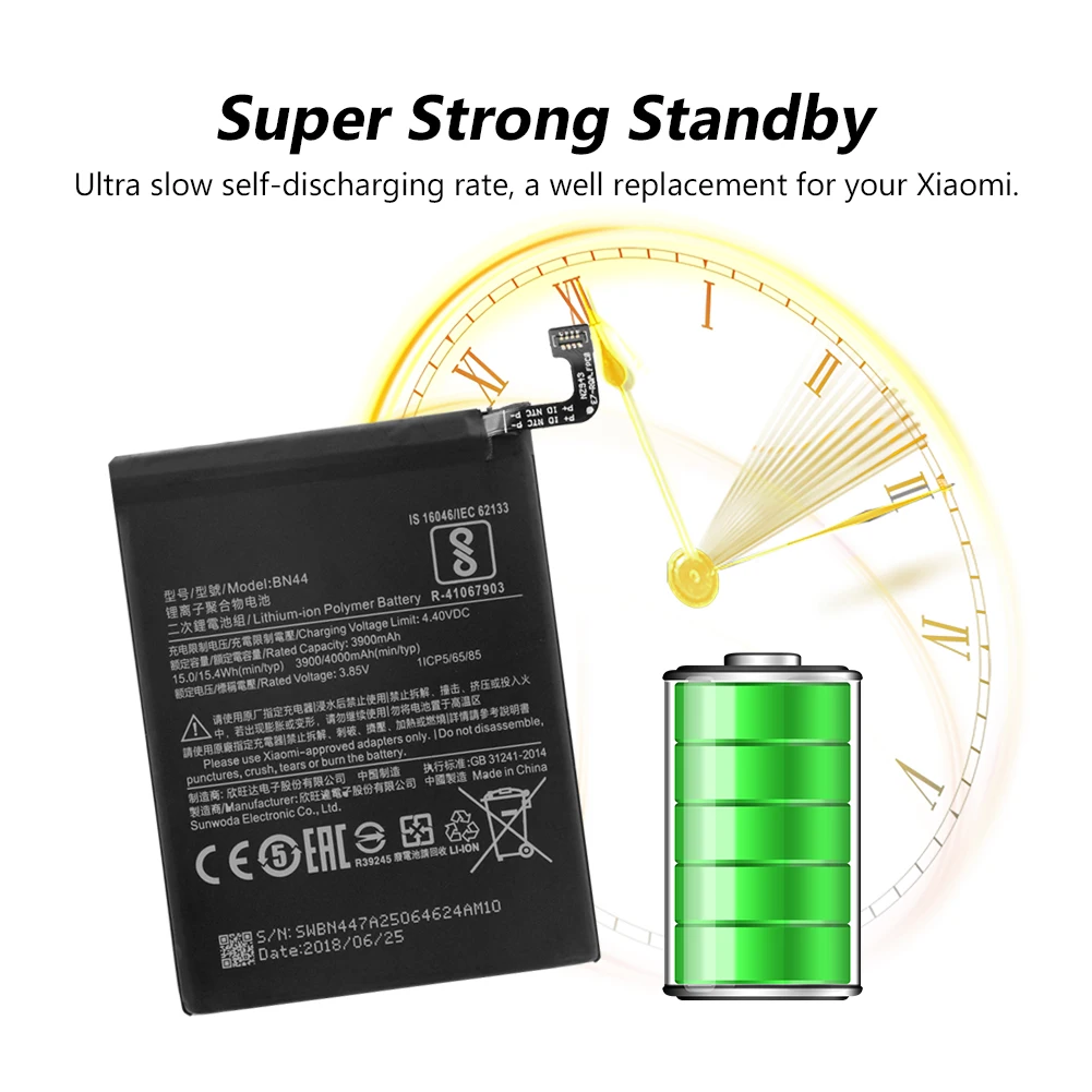 

BN44 Mobile Phone battery 4000mAh High Capacity Polymer Replacement Strong Endurance Battery BN 44 For Xiaomi Redmi 5 Plus 5.99"