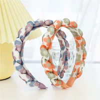 new retro geometric floral printed twists braided hair hoop women girls fashion thick headband accessories