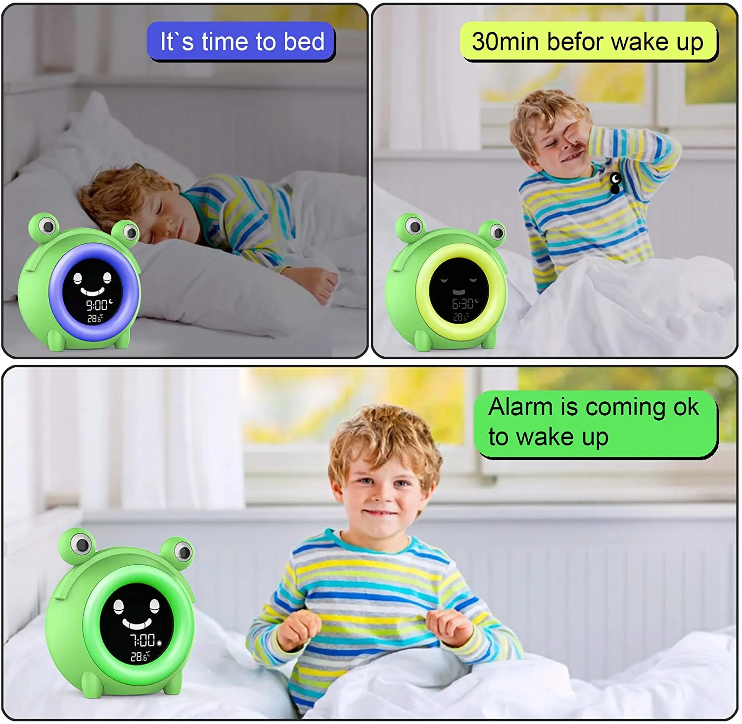 

Kids Alarm Clock Digital Wake Up Clock 5 Color Changeable Night Light Sleep Sound Machine NAP Timer