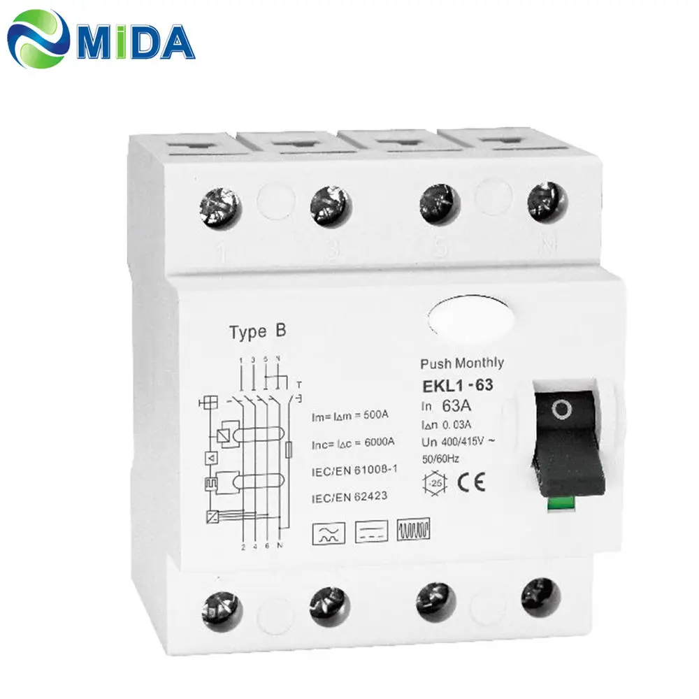 RCCB 10KA 4Pole 30mA Type B RCD 40A 63A 80A MIDA 80B для зарядной станции EV|Переключатели и рычаги авто| |