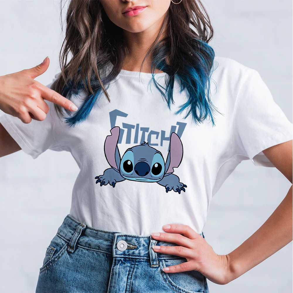 

Disney Women's Short Sleeve T-shirts Lovely Stitch Ropa Mujer Tshirt Female Ulzzang Fashion Teens Girl T-shirt European style
