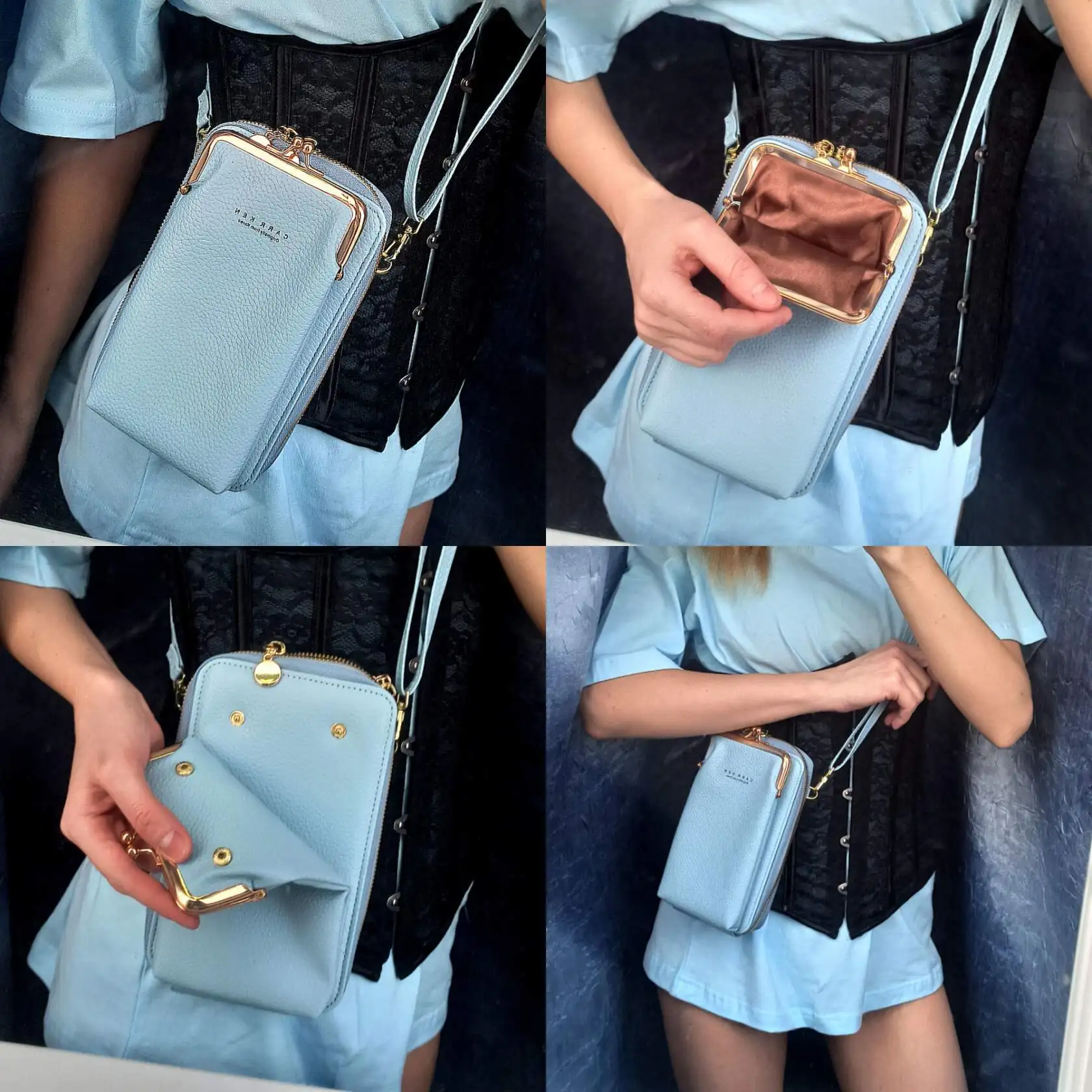 Solid Phone Pocket Small Women's PU Leather Crossbody Bag Luxury Handbags Zipper Shoulder Bags Women Card Wallet Elegant Clutch