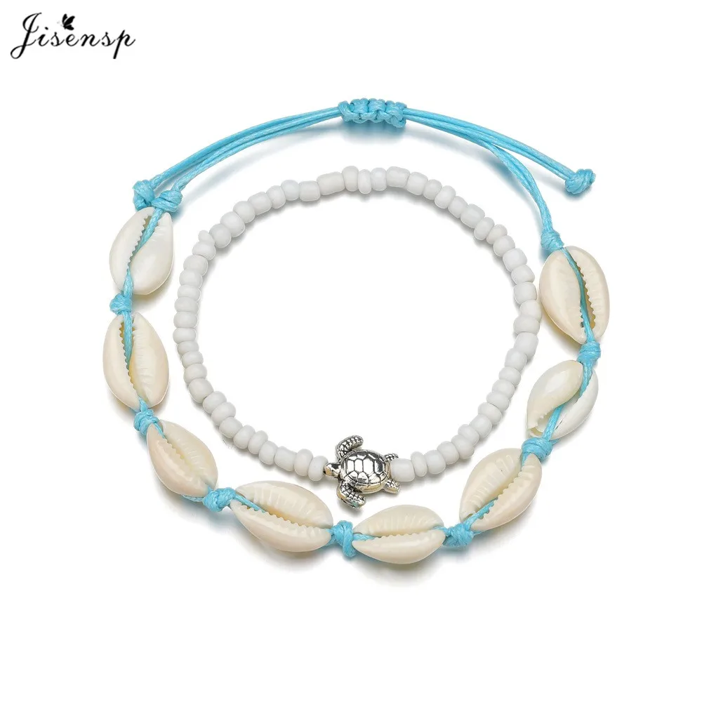Jisensp Summer Style Beach Shells Charm Anklets Vintage Turtle Beaded Anklet Bohemian Jewelry for Women Girls Christmas Gift |