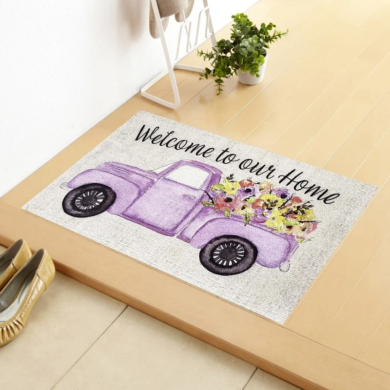 

New Cartoon Print Entrance Door Mat Kitchen Bathroom Rug Carpet Water Absorption Non Slip Living Room Carpet Home Decor Flowers