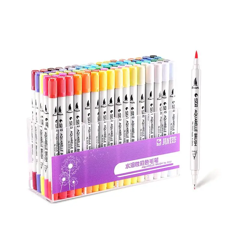 

1Pc Colorful Water Soluble Erasable Marker Pen 80 Different Colors Highlighter Marker Needle Ball Pen Cartoon Portable Pen Bag