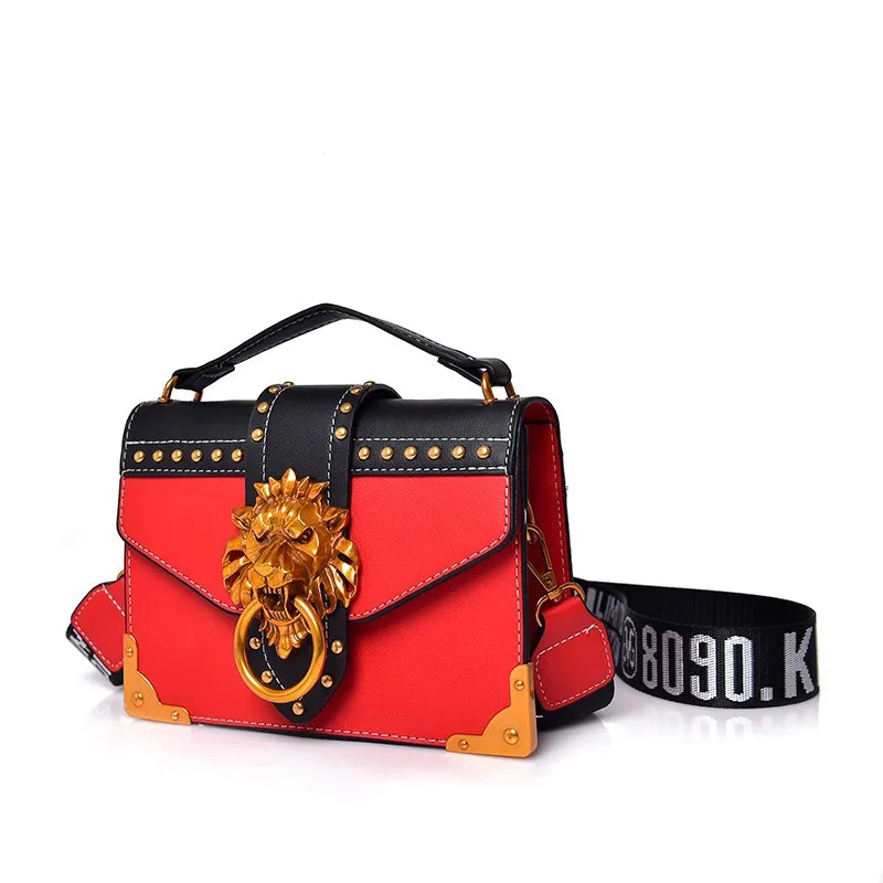 

Fashion Metal Lion Head Mini Small Square Pack Shoulder Bag Crossbody Package Clutch Women Designer Wallet Handbags Bolsos Mujer