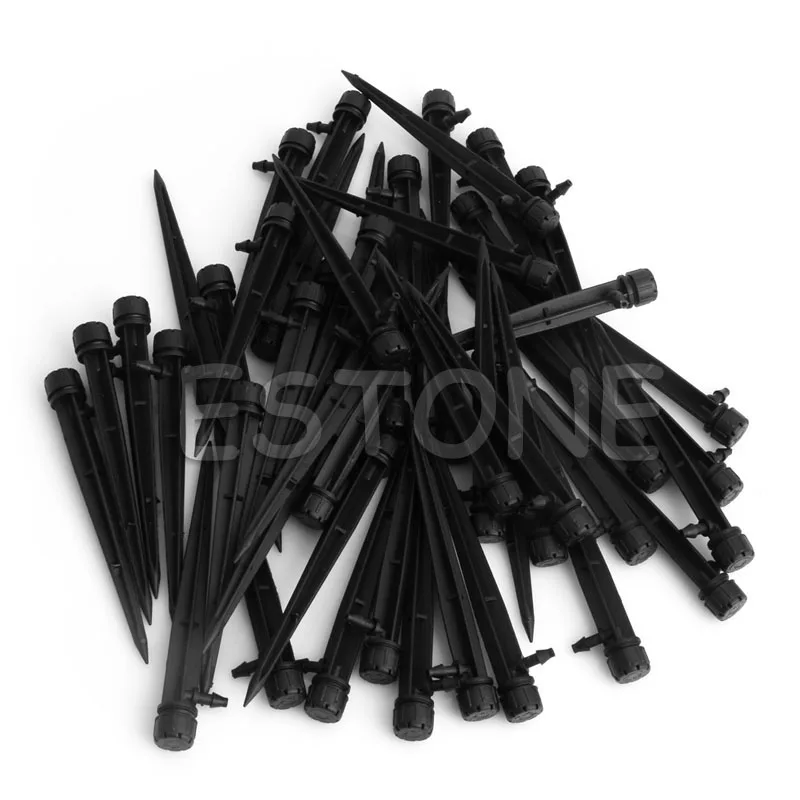 

50Pcs Adjustable Water Flow Irrigation Drippers Stake Emitter Drip System New LX9C