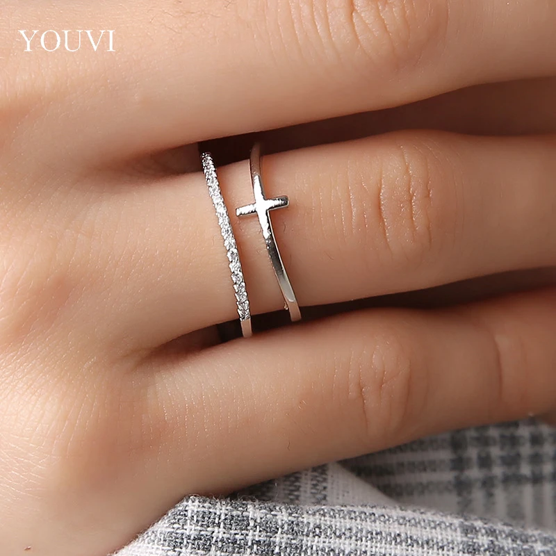 

YOUVI Punk Minimalist Midi Round Cross Rings for Women Bohemia Vintage Metal Knuckle Finger Rings Jewelry