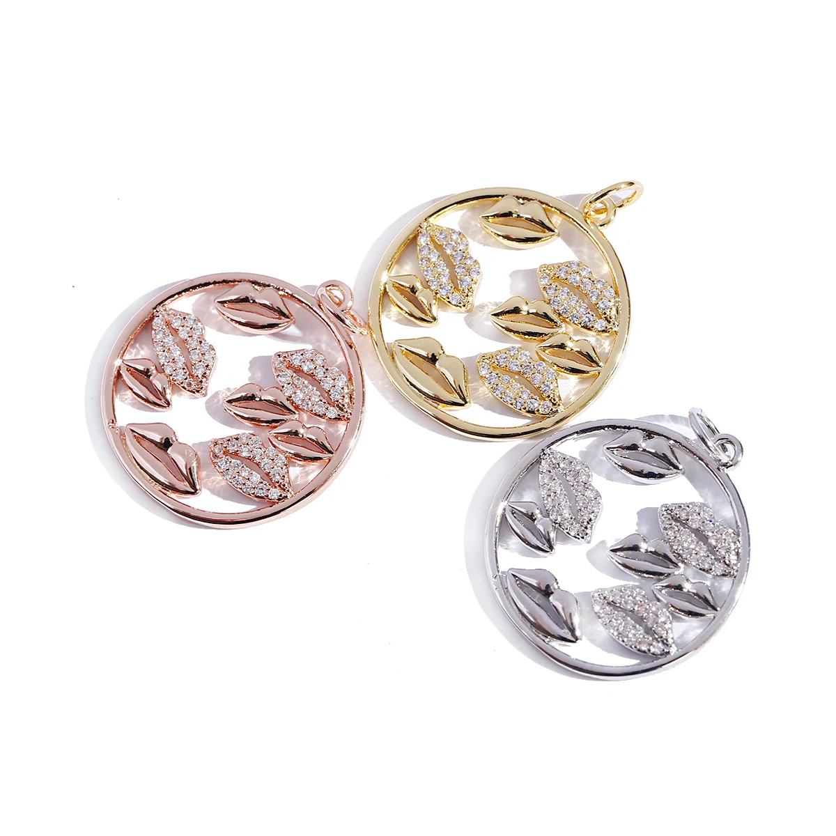 

Латунные медные Подвески в виде губ с фианитами для изготовления браслетов и ожерелий, модные ювелирные аксессуары «сделай сам»