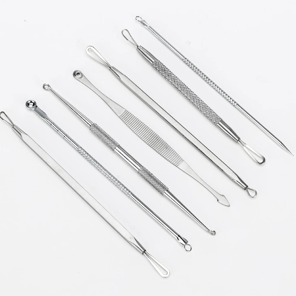 

7PCS Blackhead Remover Tool Kit Pimple Comedone Acne Popper Extractor Stainless Steel for Nose Face Blemish Whitehead