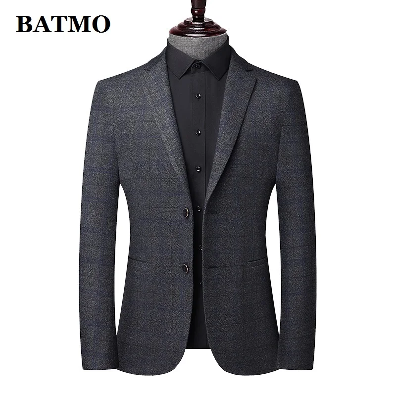 BATMO 2021 new arrival plaid casual men blazer ,mens suit jacket blazers plus-size M-4XL 2258