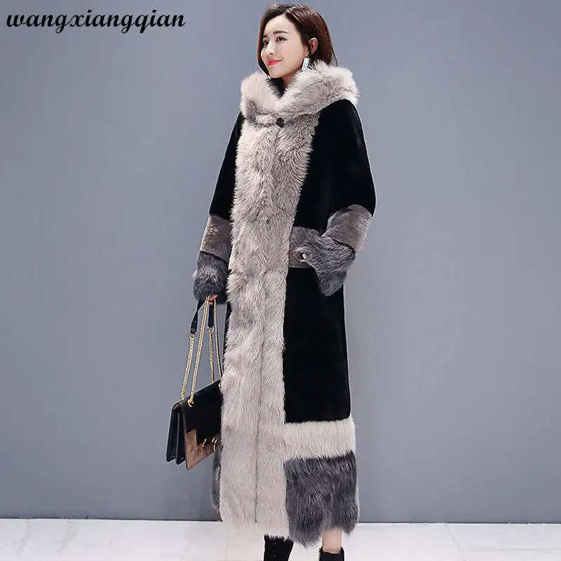 Женское пальто с меховым воротником зимнее уличное толстое теплое однобортное