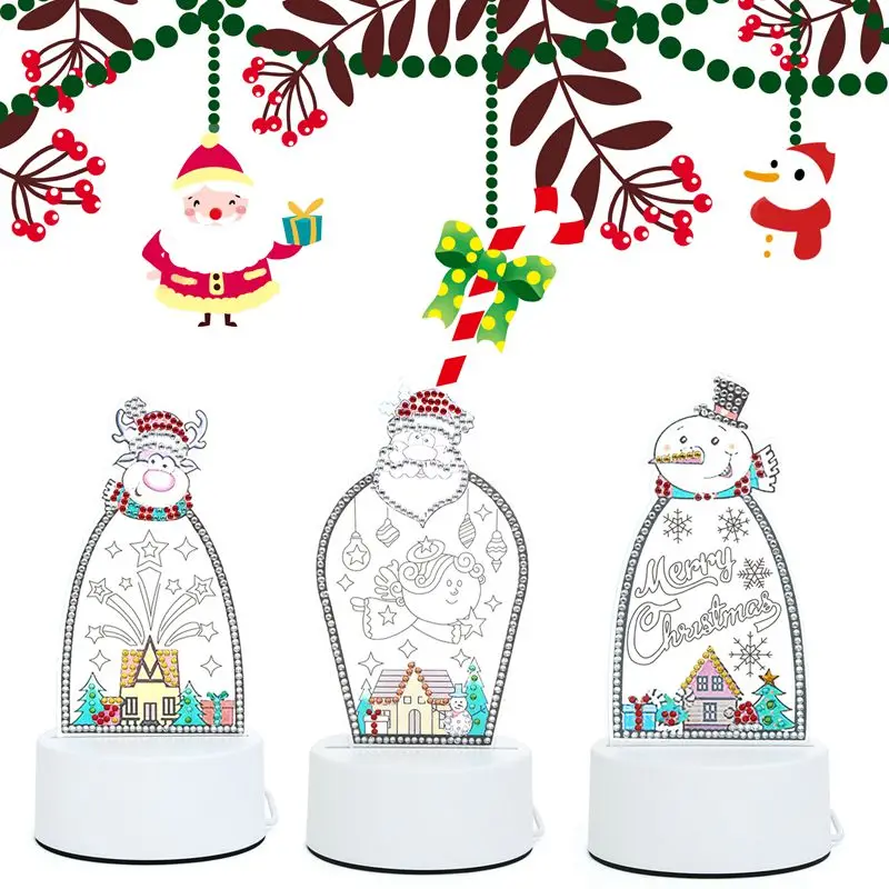 DIY алмазная живопись светильник Ник Санта-Клаус вышивка мозаика милая настольная