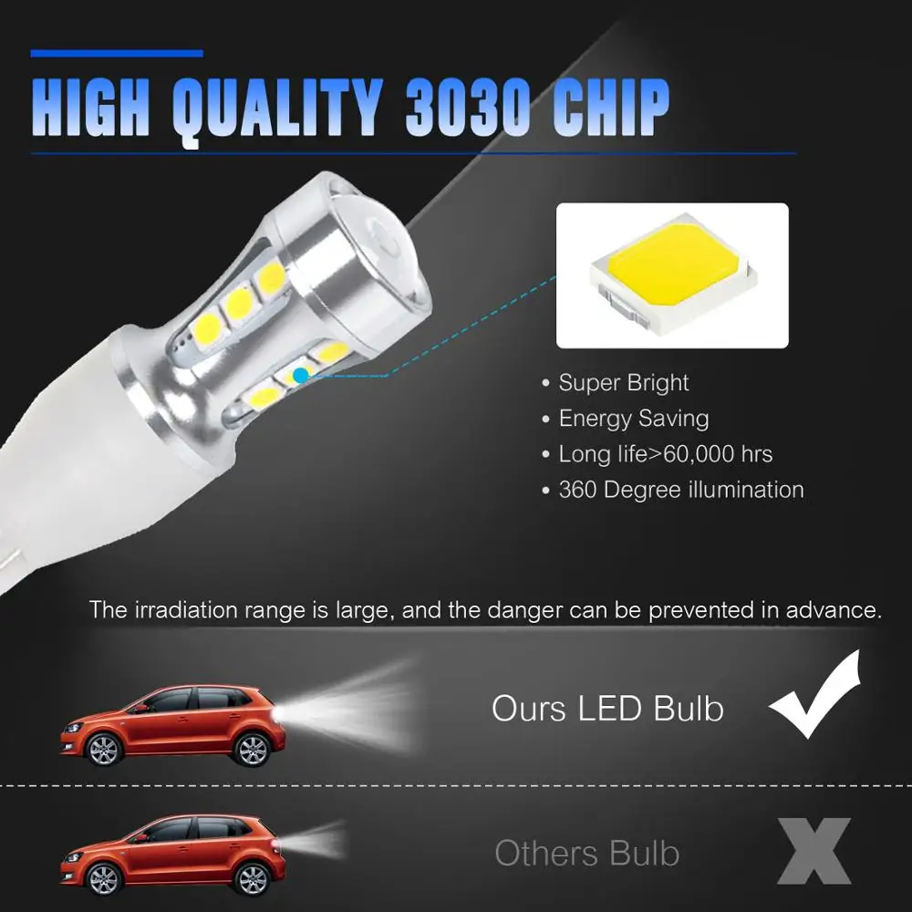2 шт. T15 W16W светодиодный автомобильный светильник 912 921 3030 18SMD супер яркий задние