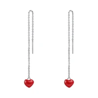 jrsr new 100 925 sterling silver peach heart tassel earrings 2020 womens diy earrings jewelry valentine day gifts free shipping