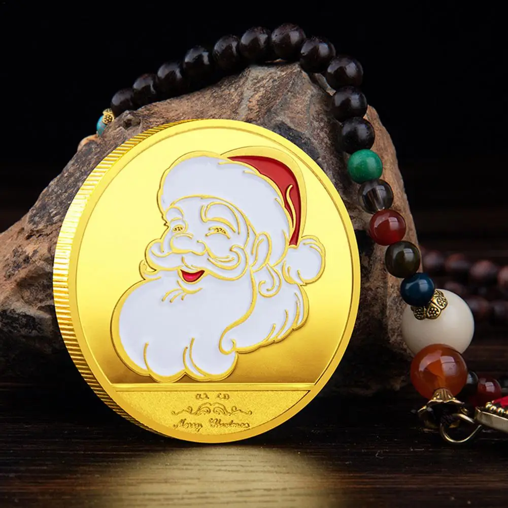Christmas Commemorative Coin Collection Coins with Santa Claus and Reindeer Arts Souvenir Gift Badge Christ | Дом и сад