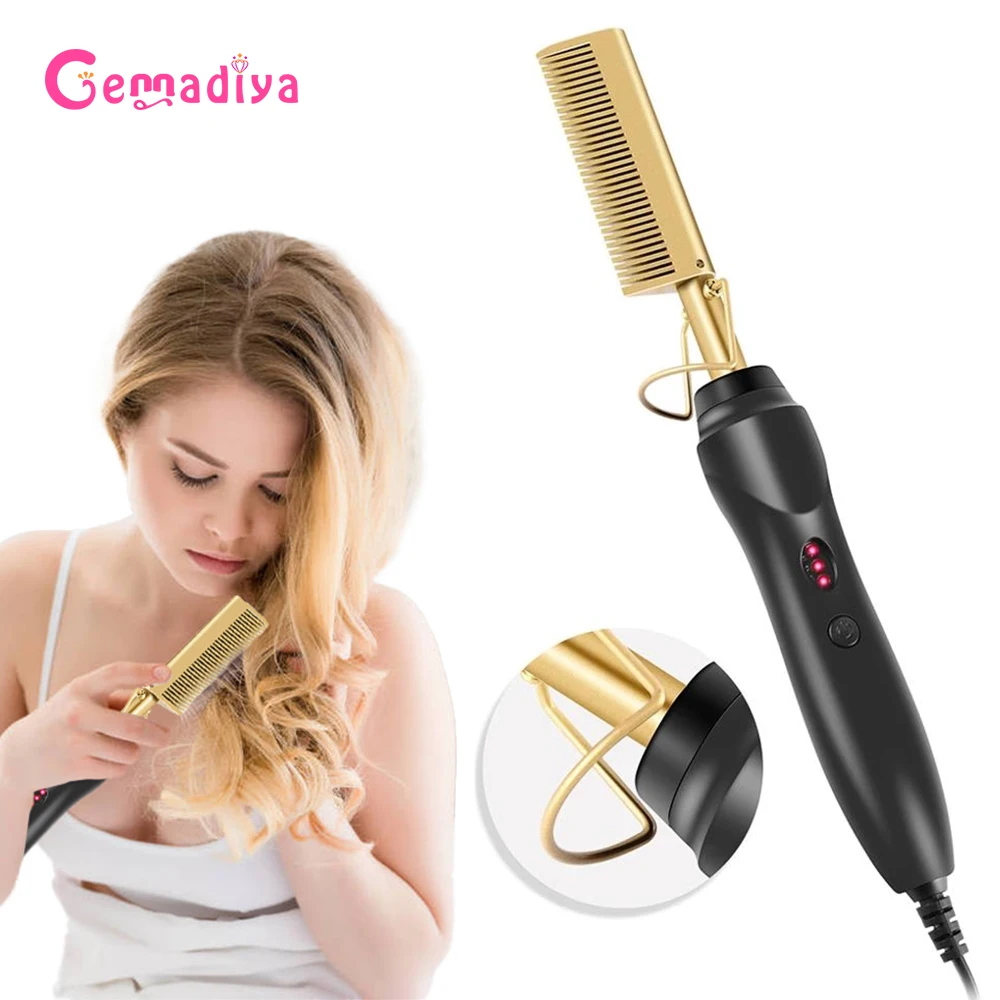 

Hair Straightener Flat Irons Hot Heating Comb Straighteners Brush Curler 3 in 1 Pressing Hair Straight Styler Curling Iron Comb