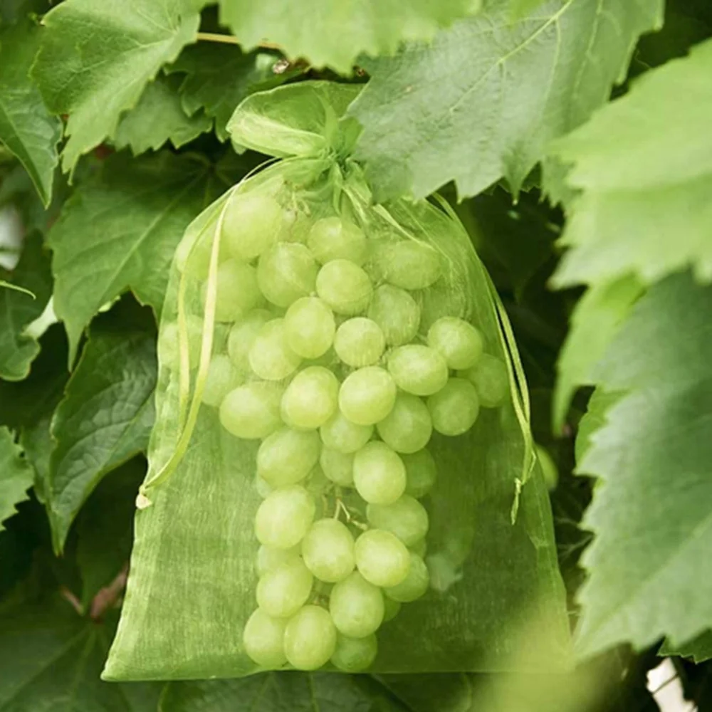 

50 PCS Fruits Plant Nursery Bags Reusable Grapes Gardening Protection Drawstring Mesh Bag For Plants Vegetables Flowers