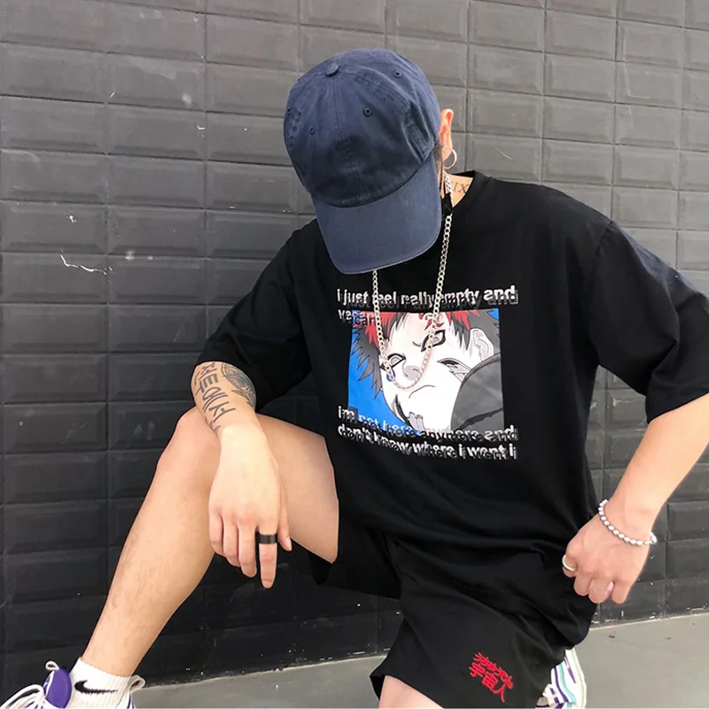 Harajuku Ulzzang, большие размеры, футболка, японский мультфильм, аниме, принт, футболки, лето, женская футболка с коротким рукавом, повседневные кавайные Топы - Цвет: Xian 615 hei
