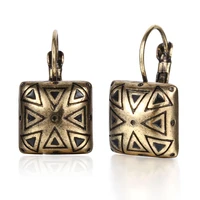 brincos bijoux trendy square two styles enamel printing drop earring for women retro ethnic unique earring jewelry