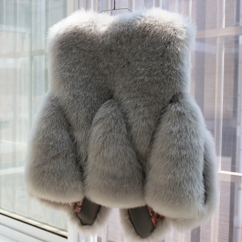 Женский Теплый жилет из искусственного лисьего меха короткая шуба верхняя