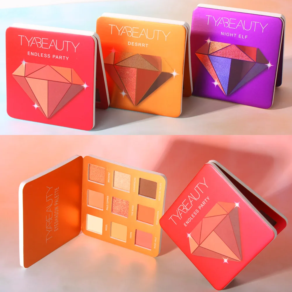 9 цветов Алмазные тени для век Палитра теней матовые мерцающие и блестящие