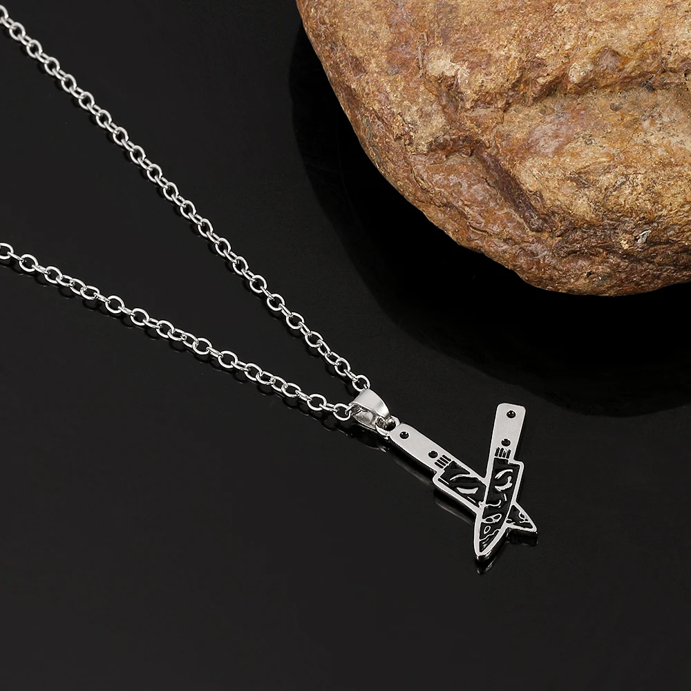 Модный панк кинжал для лица ожерелье женщин/мужчин черный эмалированный нож