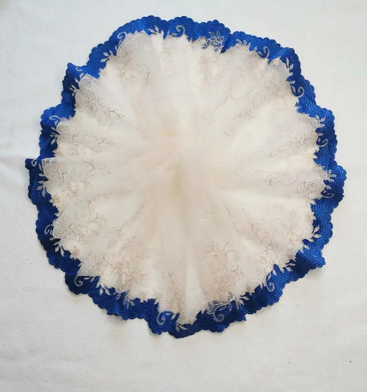 Двухметровая подложка с вышивкой Королевского синего цвета тонкая кружевная