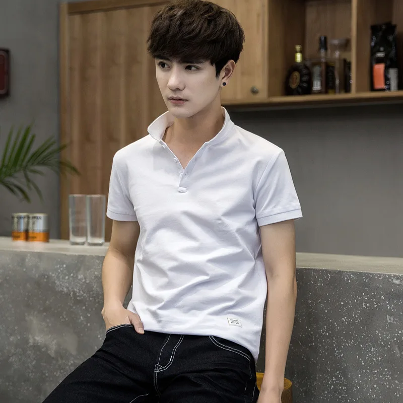 

MRMT 2021 Brand New Men's Short Sleeved for Male Style Lapel Pure Color Men's Wear POLO Shirt Tops