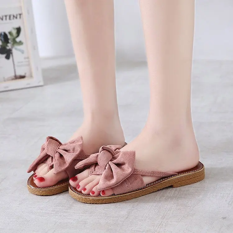 

Bowknot slippers women 2021 summer new style Korean flat-heel fashion outer wear flip-flops sandals and slippers slippers