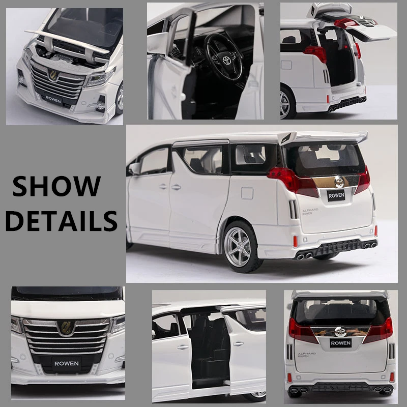 

1:32 Toyota Elfa car model sound and light nanny car simulation toy car 6 open door collection gift pull-back vehicle