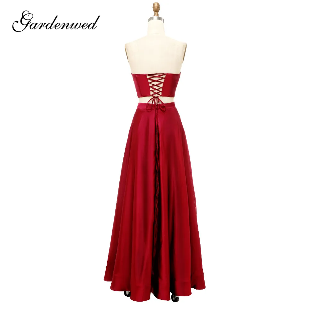 Простые красные платья подружки невесты 2020 из двух частей атласные свадебные на