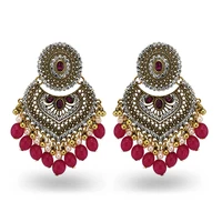 ins indian gold jhumki jhumka handmade pearl beads colorful bling bridal piercing earrings vintage trendy women party jewelry