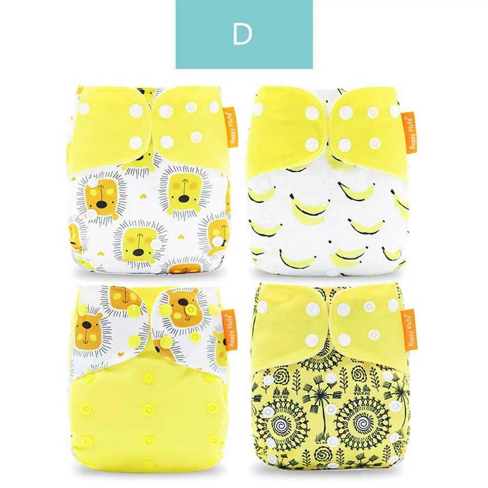 D only diaper Happyflute 4 шт./компл. моющиеся Экологичная ткань с ромбовидным узором регулируемые подгузники многоразовые подгузники из ткани тканевые подгузники подходит на Возраст 3-15 кг для малышей - Цвет: D only diaper