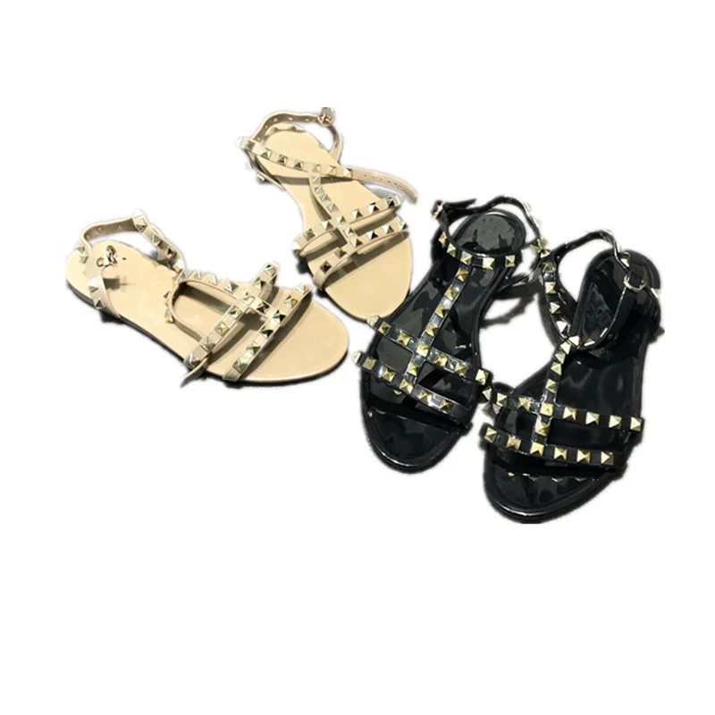 

New flat bottomed antiskid beach sandals rubber shoes jelly slippers spring and summer 2020 women's Rivet bow